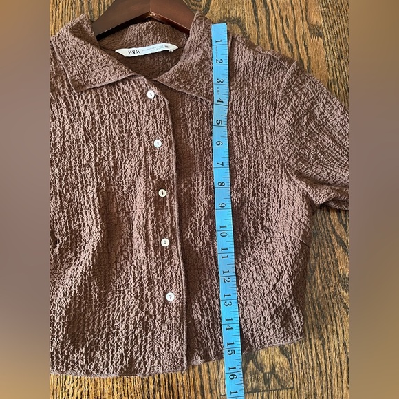 Zara Brown Textured Women's Crop Top Sz. XS - Picture 9 of 9